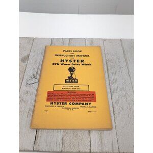 Used Caterpillar Hyster D7N Worm Drive Winch Parts Book Instruction Manual
